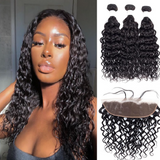 Peruvian Water Wave 3 Bundles With 13*4 Lace Frontal 10A Grade 100% Human Remy Hair Vrvogue Hair