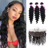 Indian Deep Wave 3 Bundles With 13*4 Lace Frontal 10A Grade 100% Human Remy Hair Vrvogue Hair