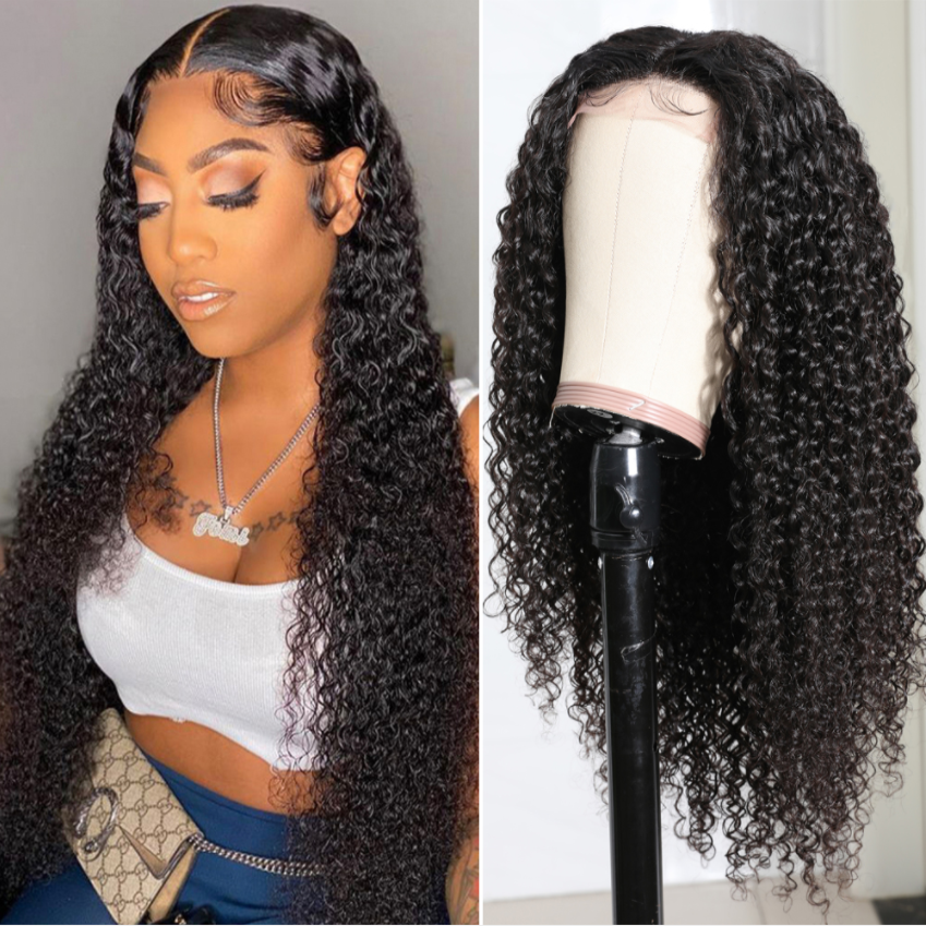 40 Inch Brazilian Deep Curly Wig 4*4 Transparent Lace Closure Wig 180 210 250 Density Human Hair Wig