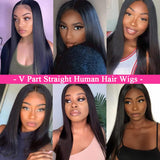 Vrvogue Hair 30 Inch V Part Wig Human Hair Straight Wig Your Own Hairline Thin Part Hair Wig No Glue No Leave Out Upgrade V Part Wig