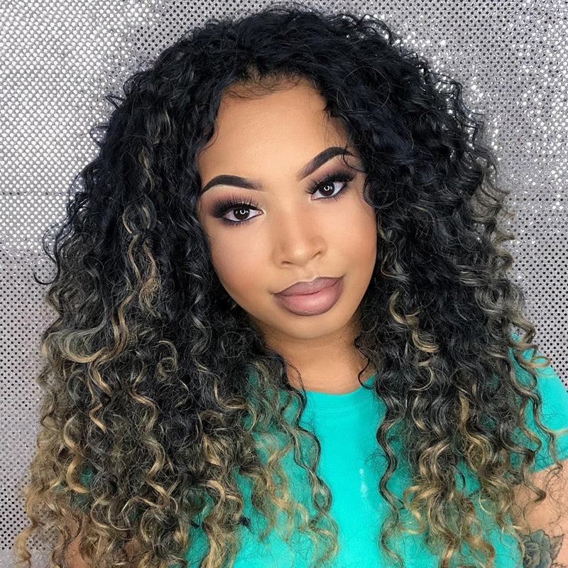 13x4/T Part/4x4 Lace Wigs Brazilian curly hair Highlight Blonde Colored Wigs Human Hair Wigs