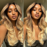 Vrvogue Private Customized Modeling Style Lace Frontal Wig New Fashion Wave Ombre Honey Blonde Colored Wigs-Flash Sale