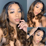 Vrvogue Hair Body Wave V Part Wigs Ombre Balayage Colored Virgin Human Hair Glueless Wigs Meets Real Scalp