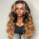 Black with Blond Ombre Color 13x4/T Part/4x4 Lace Wigs Body Wave Human Hair Lace Wigs 30 Inch Vrvogue Hair
