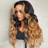 Black with Blond Ombre Color 13x4/T Part/4x4 Lace Wigs Body Wave Human Hair Lace Wigs 30 Inch Vrvogue Hair