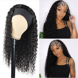 Deep Curly Wave Glueless Headband Wigs 180 210 Density Natural Color Human Hair Wigs