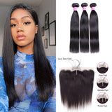 Malaysian Straight 3 Bundles With 13*4 Lace Frontal 10A Grade 100% Human Remy Hair Vrvogue Hair