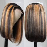 Piano color Ombre Highlight 13x4/4x4 Lace Wigs Short Bob Wigs 180 210 Density Human Hair Wigs