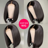 Vrvogue Hair 13x4/4x4 Transparent Lace Wigs Straight Hair Bob Wig 180 210 Density Brazilian Human Hair Wigs