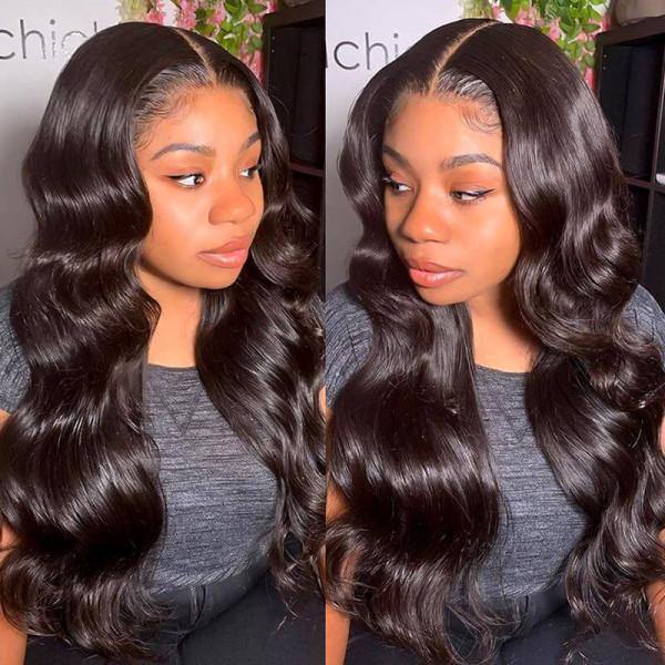 Body Wave Wig 13*6 Transparent Lace Front Wig 180 Density Brazilian Human Hair Wig