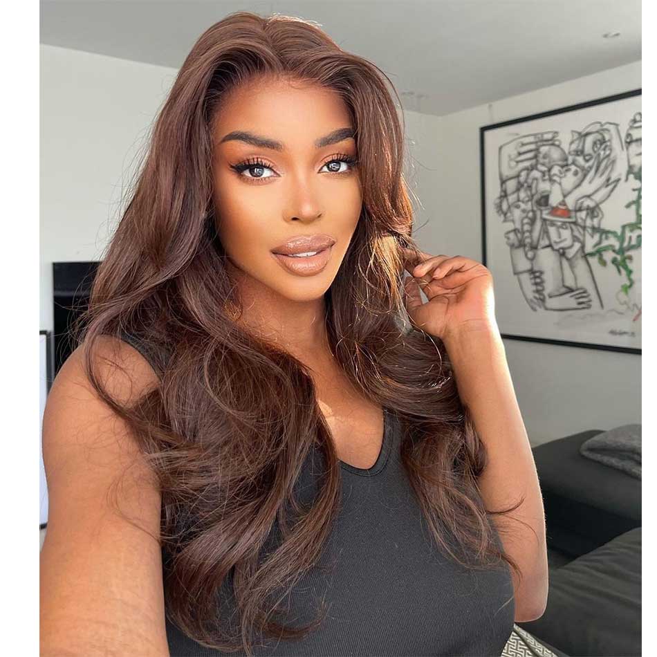 Chocolate Brown 13x4/T Part/4x4 Transparent Lace Wigs Body Wave Vrgin Human Hair Wigs Vrvogue Hair
