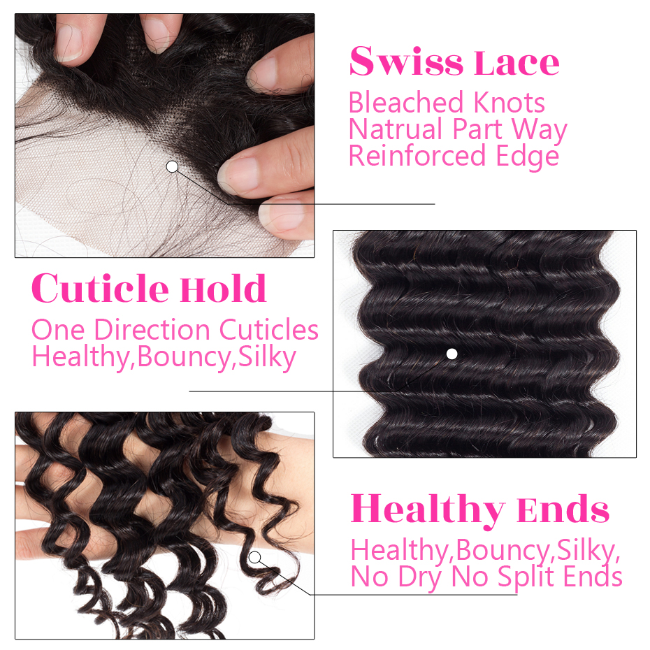 Deep Wave Closure 4*4 Lace Closure Natural Color Vrvogue Hair