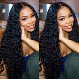 Brazilian Virgin Hair Deep Wave Wigs 13*4 HD Transparent Lace Front Wigs 180 210 250 Density Human Hair Wigs Vrvogue Hair