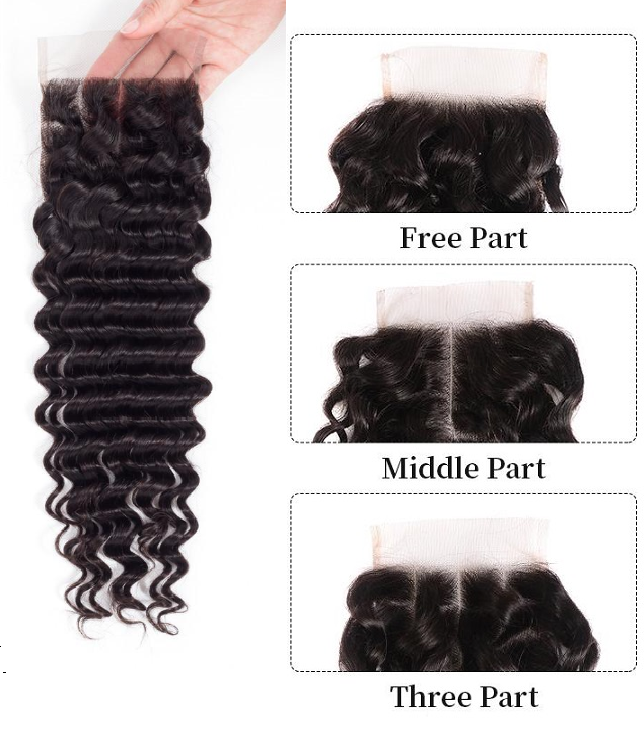Malaysian Deep Wave 3 Bundles With 4*4 Closure 10A Grade 100% Human Remy Hair Vrvogue Hair
