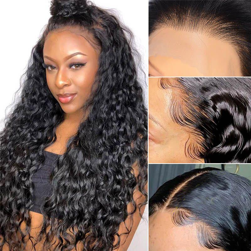 Deep Wave Wig 13*4 Transparent Lace Front Wigs 180 210 250 Density Brazilian Human Hair Wig 38 40 Inch Vrvogue hair