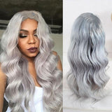 Grey Color Body Wave 13x4 /T Part/4x4 Transparent Lace Front Human Hair Wigs For Women With Pre Plucked Hairline Brazilian Hair 180%&210% Density