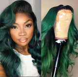 Dark Green Colored Human Hair Wigs Body Wave Brazilian Remy Hair 13*4/T Part/4*4 Lace Wigs 180 210 Density Vrvogue Hair