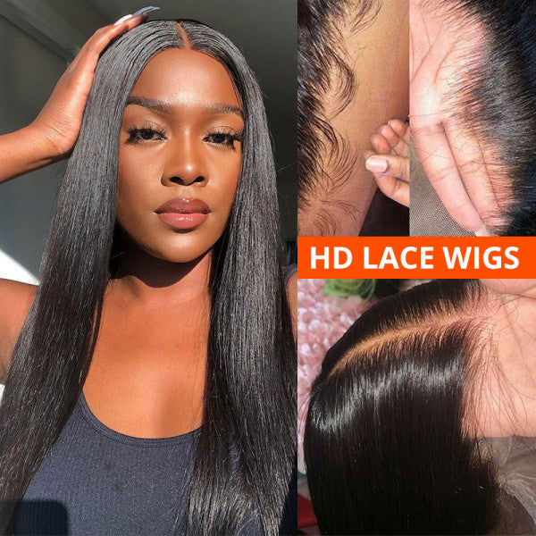 Brazilian Virgin Hair 13*4 HD Transparent Lace Front Wigs  40 Inch Straight Hair Wigs 180 210 250 Density Human Hair Wigs Vrvogue Hair