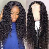 30 Inch 13*6 HD Transparent Lace Front Wigs Deep Wave Human Hair Wigs For Women 250 Density Peruvian Virgin Hair