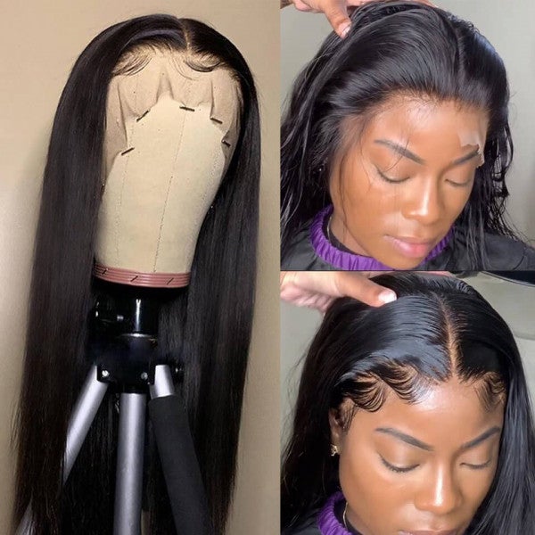 Vrvogue Hair Virgin Hair straight 5x5 HD Lace Closure Wigs 180% Density  Melted Match All Skin