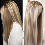 Highlight Honey Blonde Straight Hair 13x4/T Part Lace Wigs Human Hair Wigs Vrvogue Hair