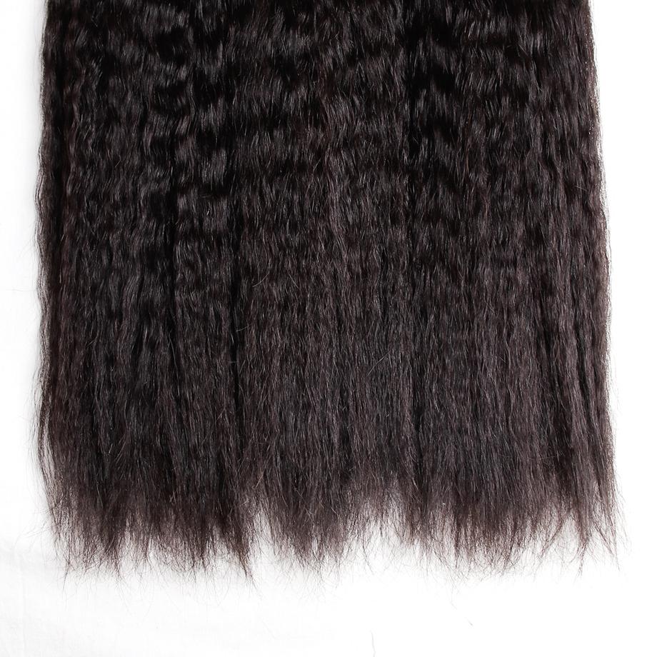 Peruvian Kinky Straight 3 Bundles With 4*4 Closure 10A Grade 100% Human Remy Hair Vrvogue Hair