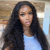 HD Transparent Kinky Curly 13*4 Lace Front Wig Human Hair Wigs Density Wig For Black Women Remy Lace Wig