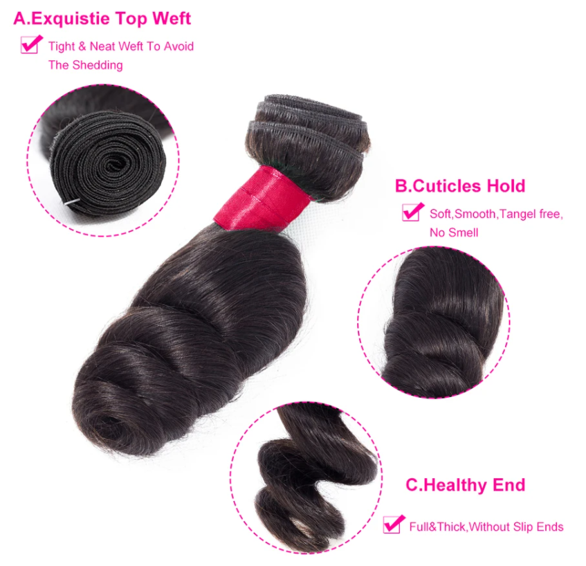Indian Loose Wave 3 Bundles With 13*4 Lace Frontal 10A Grade 100% Human Remy Hair Vrvogue Hair