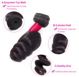 Malaysian Loose Wave 3 Bundles With 4*4 Closure 10A Grade 100% Human Remy Hair Vrvogue Hair