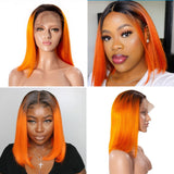14 Inchs Colorful 13*4 Lace Front Human Hair Wigs Brazilian Straight Short Bob Wigs Transparent Lace Wig
