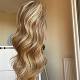 Vrvogue Hair Highlight Honey Blonde 13x4/4x4 Lace Wigs Body Wave  Human Hair Wigs