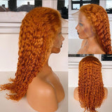 Red Orange 13*4 HD Transparent Lace Front Curly Hair Wigs 180 210 Density 100% Human Hair