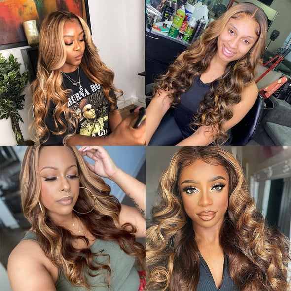 13x4/T Part/4x4 Lace  Wig 14- 30 Inch  613 Blonde Highlight Body Wave Lace Frontal Wig