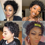 Curly Bob HD Transparent Lace Front Human Hair Wigs 8 Inchs Short Pixie Cut Virgin Hair For Black Women