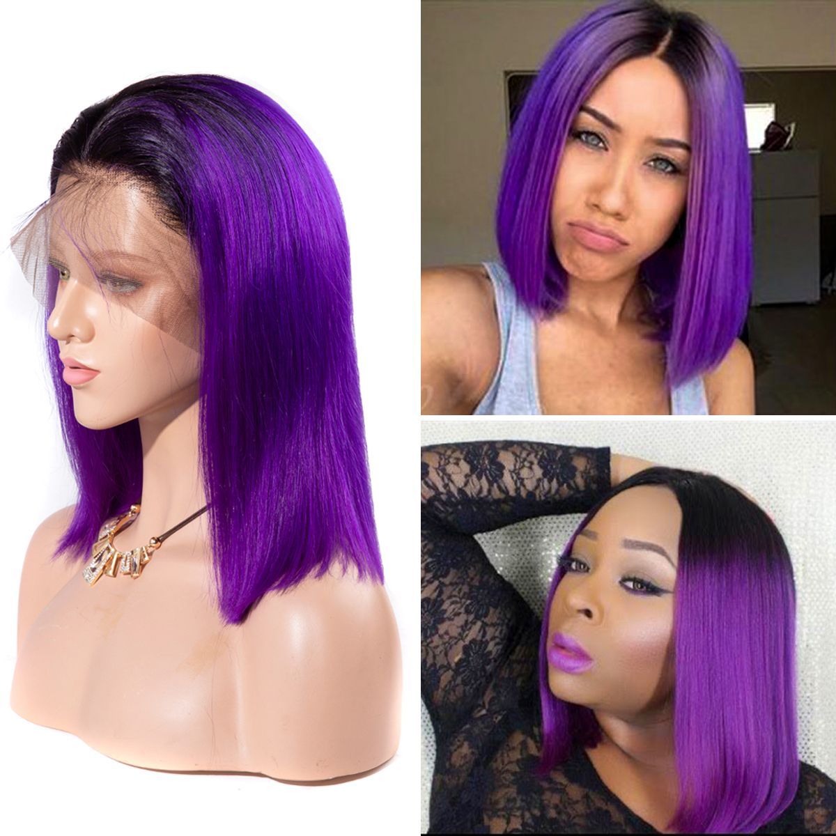 14 Inchs Colorful 13*4 Lace Front Human Hair Wigs Brazilian Straight Short Bob Wigs Transparent Lace Wig