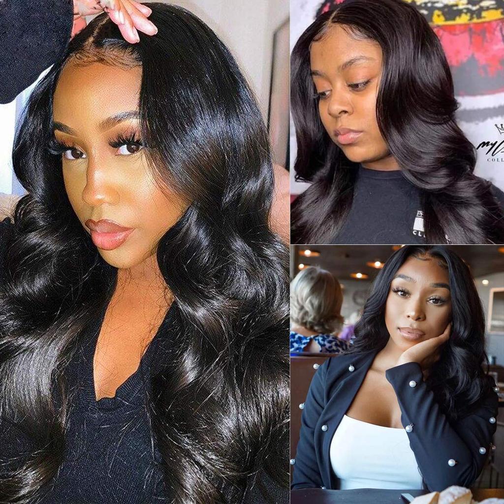 Body Wave 5x5 HD Transparent Lace Closure Wigs 180 210 250 Density Closure Pre Plucked Lace Front Wigs