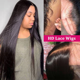 Vrvogue Hair 40 Inch 13x4 Invisible Lace Frontal Straight Hair Wigs Pre Plucked Baybyhair 100% Human Hair Wigs