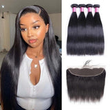 Brazilian Straight 4 Bundles With 13*4 Lace Frontal 10A Grade 100% Human Remy Hair Vrvogue Hair