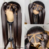 Vrvogue Fake Scalp Full Lace Straight Wig Human Hair Pre-Plucked Invisible Knots