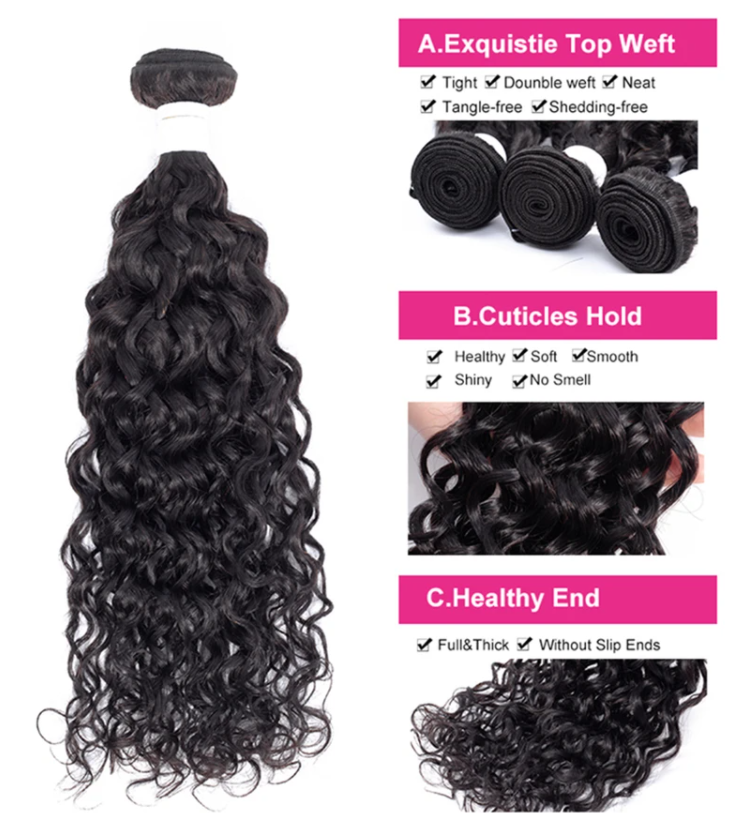 Malaysian Water Wave 3 Bundles With 13*4 Lace Frontal 10A Grade 100% Human Remy Hair Vrvogue Hair