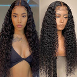 Water Wave 13*4 HD Transparent Lace Front Human Hair Wigs 40 Inch 180 210 250 Density Vrvogue Hairs