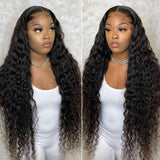 Water Wave 13*4 HD Transparent Lace Front Human Hair Wigs 40 Inch 180 210 250 Density Vrvogue Hairs