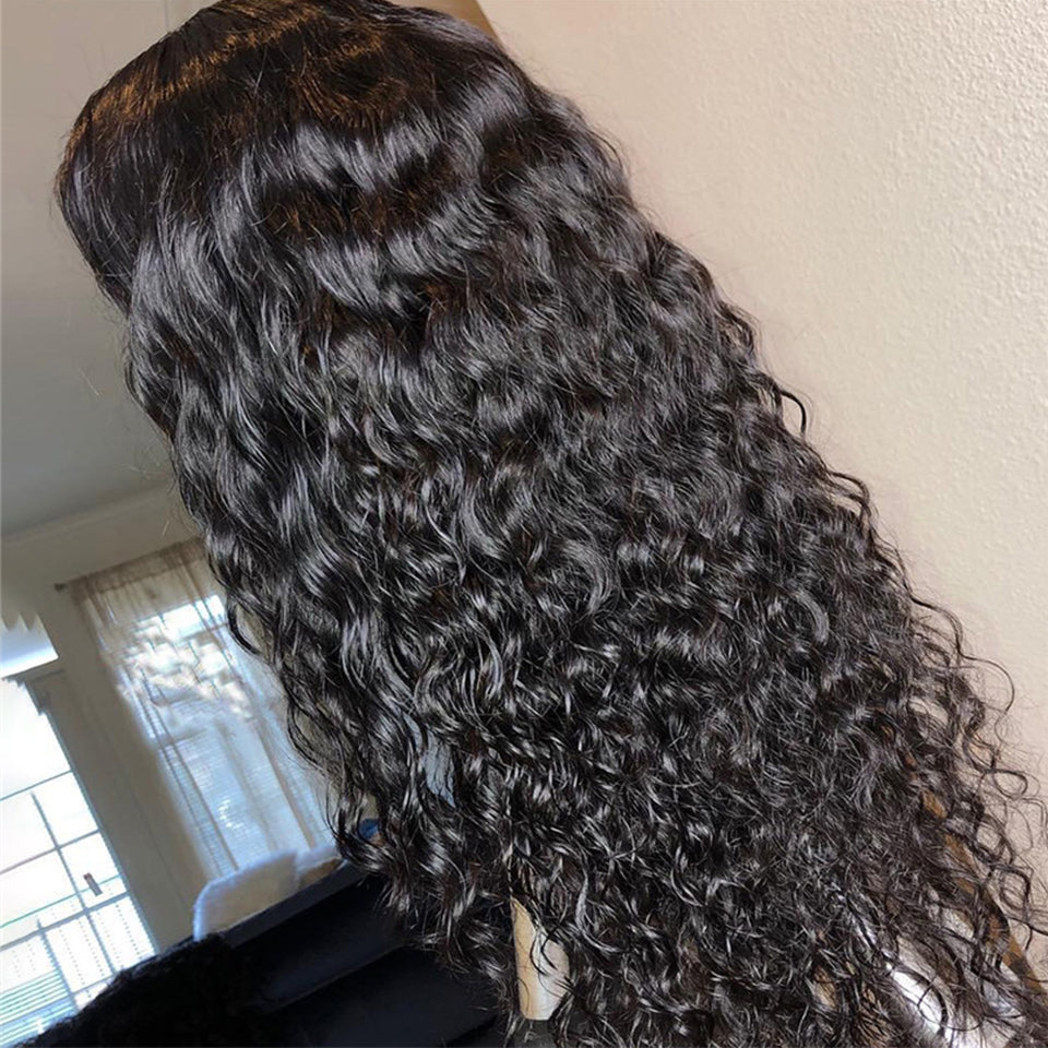 40 Inchs Brazilian Virgin Hair Water Wave Wig 4*4  HD Transparent Lace Closure Wig 180 210 250 Density Human Hair Wig